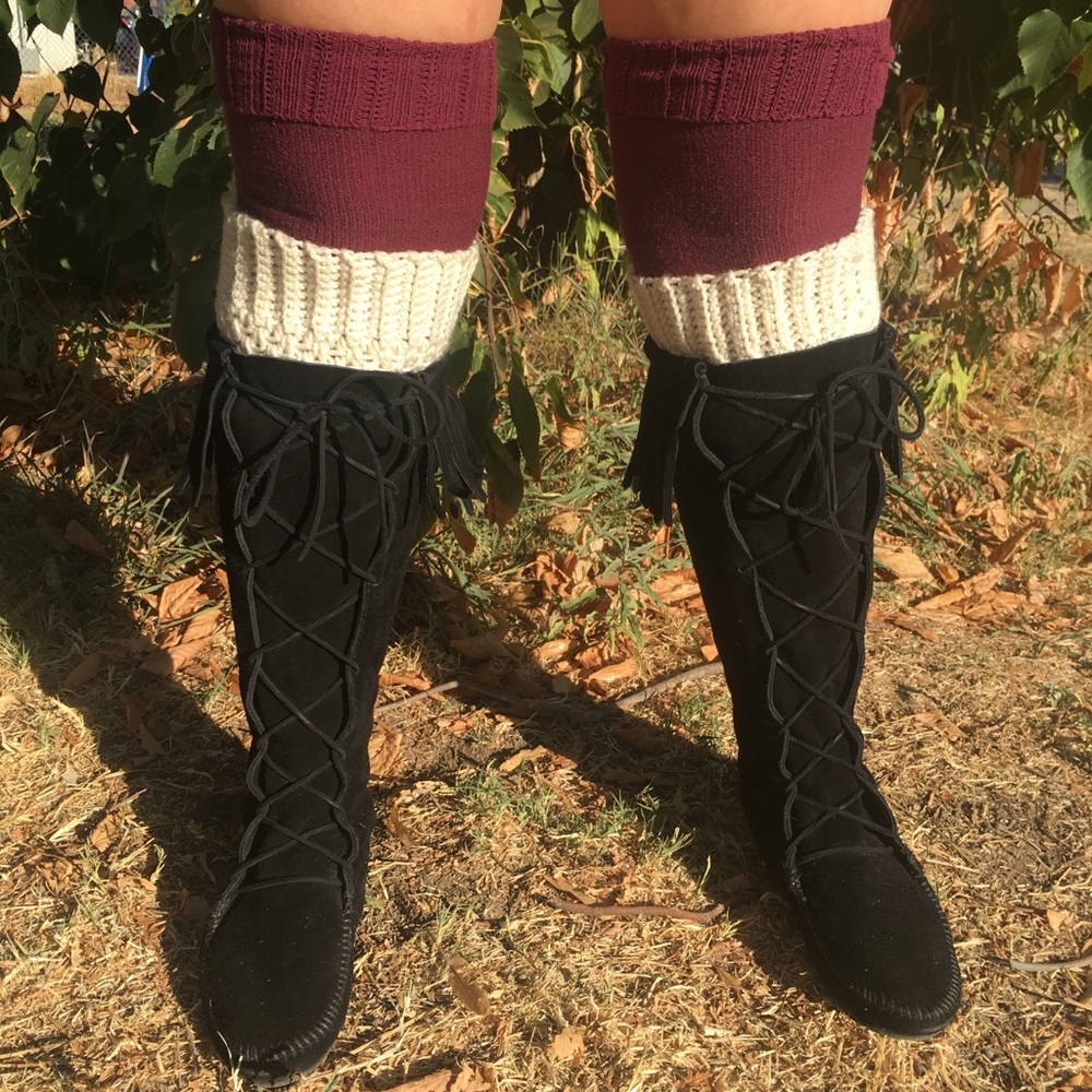 Minnetonka Black Suede Laceup Kneehigh Boots